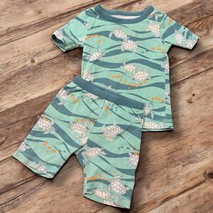Tea Collection Pajama 2-Piece Short Sleeve Shorts Set Sea Turtle Print 3T *Play*